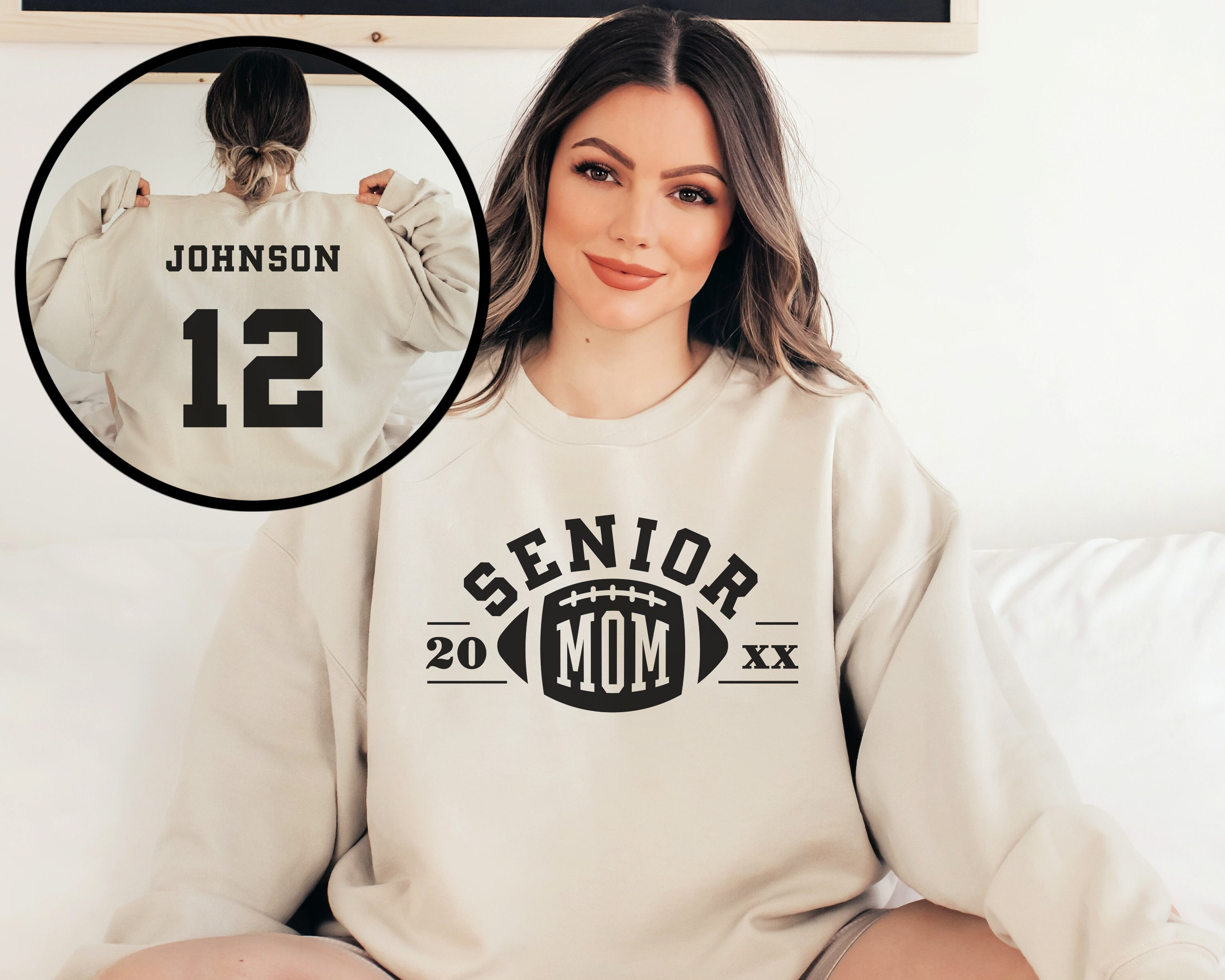 Custom Football Mom Shirt, Personalized Football Shirt, Game Day Football Hoodie, Name and Number Football Sweatshirt, Senior Football Shirt