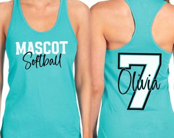 Custom Softball Tank Top, Personalized Softball Shirt, Glitter Softball Racerback Tank Top, Softball Player Shirts, Tournament Apparel