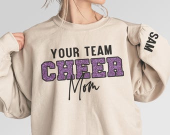 Custom Cheer Mom Shirt, Personalized Cheerleader Shirt, Game Day Cheer Hoodie, Mascot Cheer Sweatshirt, School Colors Cheerleading Shirt