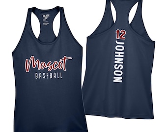Custom Moisture Wicking Baseball Tank Top, Personalized Baseball Shirt, Glitter Baseball Tanks, Baseball Mom Shirts, Performance Racerback
