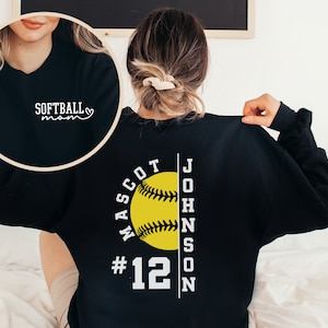Custom Softball Mom Shirts, Team Mascot Softball Shirt, Game Day Softball Hoodie, Cute Softball Sweatshirt, Softball Mom Life Apparel
