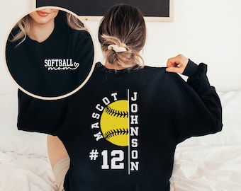 Custom Softball Mom Shirts, Team Mascot Softball Shirt, Game Day Softball Hoodie, Cute Softball Sweatshirt, Softball Mom Life Apparel