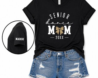 Custom Senior Dance Mom Shirt, Personalized Dancer Mama Tshirt, Glitter Dancing Tee, Competition Apparel, Long Sleeve T-shirt Spirit Wear