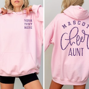 Custom Cheer Aunt Shirt, Personalized Cheerleader Aunt Shirt, Game Day Cheer Hoodie, Glitter Cheer Sweatshirt, Cheer Aunt Cheerleading Shirt