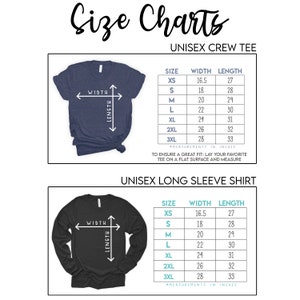 K&ouml;nnte beinhalten: Gr&ouml;&szlig;entabelle f&uuml;r Unisex-T-Shirts mit kurzen und langen &Auml;rmeln. Die Tabelle zeigt die Ma&szlig;e in Zoll f&uuml;r Breite und L&auml;nge f&uuml;r die Gr&ouml;&szlig;en XS, S, M, L, XL, 2XL und 3XL.