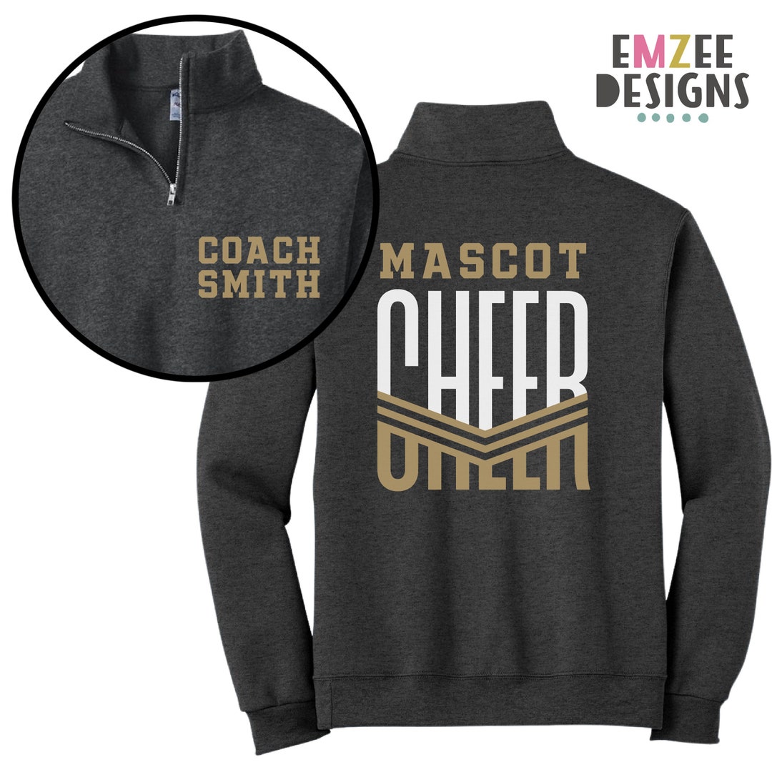 Custom Cheer Coach Shirt, Glitter Cheer Shirt, Cheerleading Quarter Zip