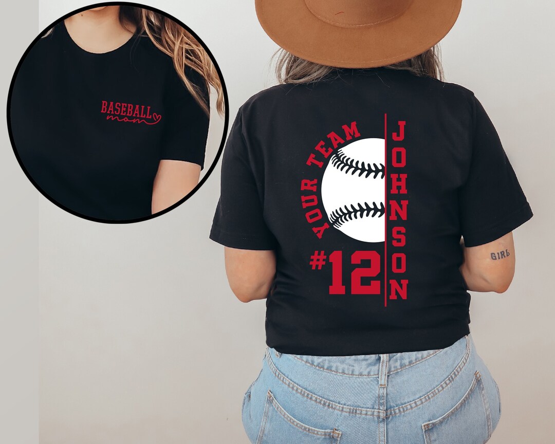 Custom Baseball Mom Shirts, Personalized Baseball Shirt, Game Day Baseball Hoodie, Name and
