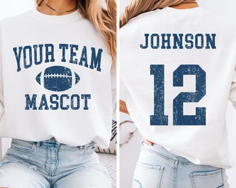 Custom Football Shirt, Personalized Football Mom Shirts, Game Day Football Hoodie, Glitter Football Sweatshirt, Football Dad Crewneck
