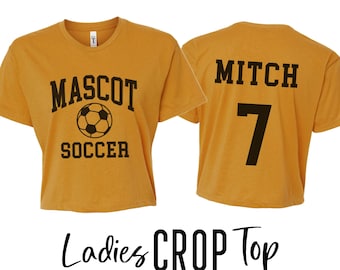 Custom Soccer Crop Top, Personalized Soccer Shirt, Glitter Soccer Mom Shirt, Cute Boxy Crop Top Soccer Spirit Wear, Jersey Number Tshirt