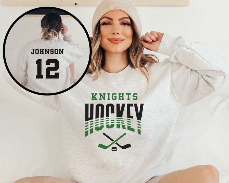 Custom Hockey Sweatshirt, Personalized Hockey Mom Shirt, Game Day Hockey Hoodie, Name and Number Hockey Sweatshirts, Custom Hockey Shirts image 1