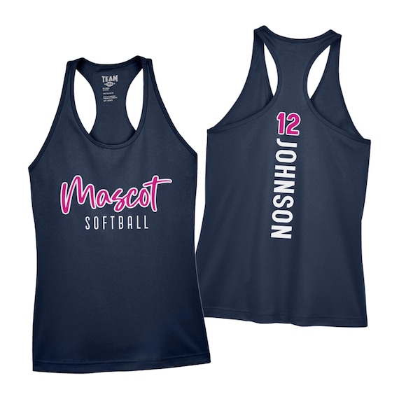 Custom Moisture Wicking Softball Tank Top, Personalized Softball Shirt, Glitter Softball Tanks, Softball Mom Shirts, Performance Racerback