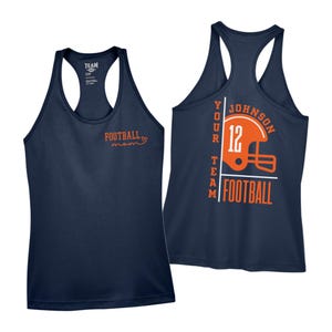 Custom Moisture Wicking Football Tank Top , Personalized Football Shirt, Glitter Football Mom Shirt, Game Day Performance Racerback Tanks
