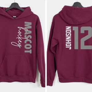 Custom Hockey Sweatshirt, Personalized Hockey Mom Shirt, Game Day Hockey Hoodie, Name and Number Hockey Sweatshirts, Hockey Dad Shirts image 2