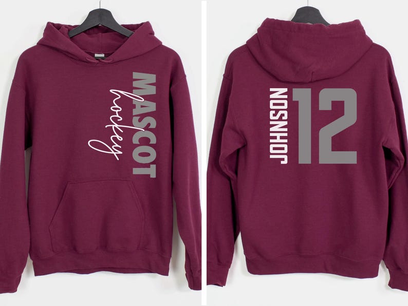 Custom Hockey Sweatshirt, Personalized Hockey Mom Shirt, Game Day Hockey Hoodie, Name and Number Hockey Sweatshirts, Hockey Dad Shirts image 2