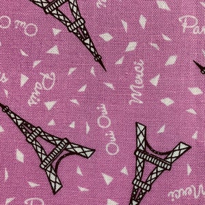Tossed Paris Pink Cotton Fabric, 36 Inches Long, 44 Inches Wide