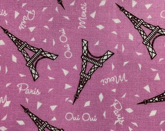 Tossed Paris Pink Cotton Fabric, 36 Inches Long, 44 Inches Wide