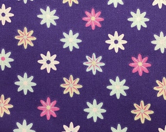 Little Flowers on Purple Cotton Fabric, 43 Inches Long, 43 Inches Wide