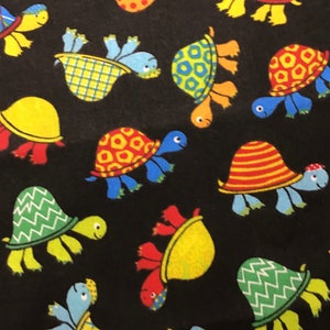 Smiling Turtles Cotton Fabric, 1 Yard, 36 Inches Long, 44 Inches Wide