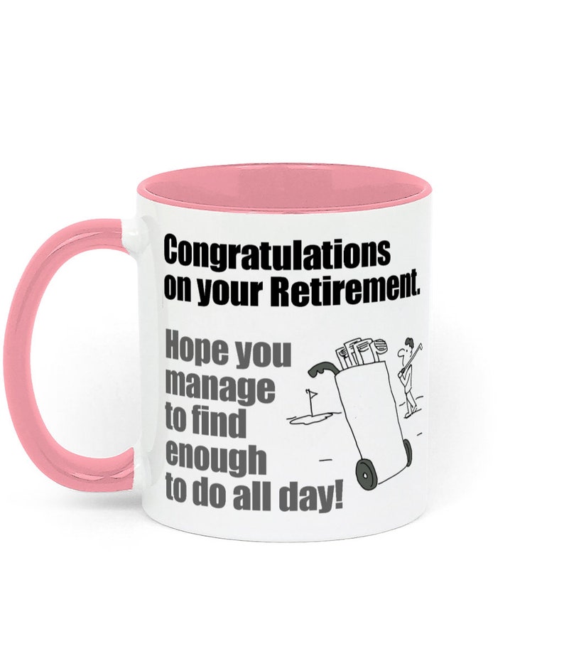 Congratulations on your Retirement to a Golfer Two Toned Ceramic Mug White / Pink