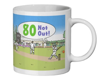 80th Birthday Cricket Theme Gift Mug
