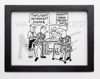 Speed Dating at the Care Home Cartoon - Download Now!