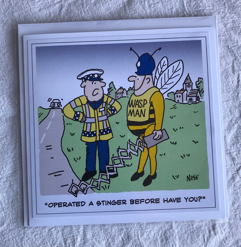 Traffic Police with Stinger Cartoon Greetings Card zdjęcie 2