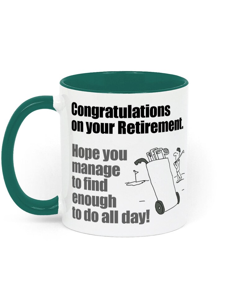 Congratulations on your Retirement to a Golfer Two Toned Ceramic Mug White / Green