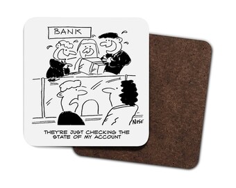 Bank Workers Checking Customer's Bank Account - Single Hardboard Coaster