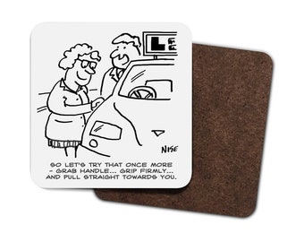 Driving School Opening the Door. - Single Hardboard Coaster