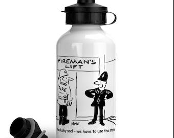 Fireman with Policeman at a Lift - Aluminium Sports Water Bottle