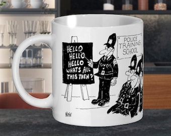Funny Policemen Gift Mug - UK Police Training School Cartoon | UK Police Officer or Police Cadet Mug | UK Police Graduate Gift Idea