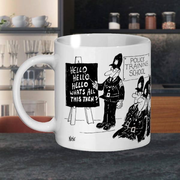 Funny Policemen Gift Mug - UK Police Training School Cartoon | UK Police Officer or Police Cadet Mug | UK Police Graduate Gift Idea