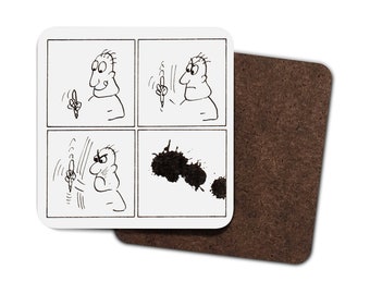 Writer's Fountain Pen Causes Ink-Blots - Single Hardboard Coaster