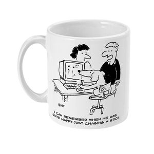 Dog Plays Computer Games Cartoon. Gift for a Dog Owner or Dog Lover who Maybe Plays Computer Games or Likes Gaming. Funny Dog at a Computer.