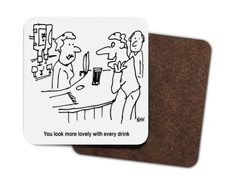 Flattering the Barmaid - Single Hardboard Coaster