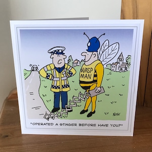 Traffic Police with Stinger Cartoon Greetings Card zdjęcie 1