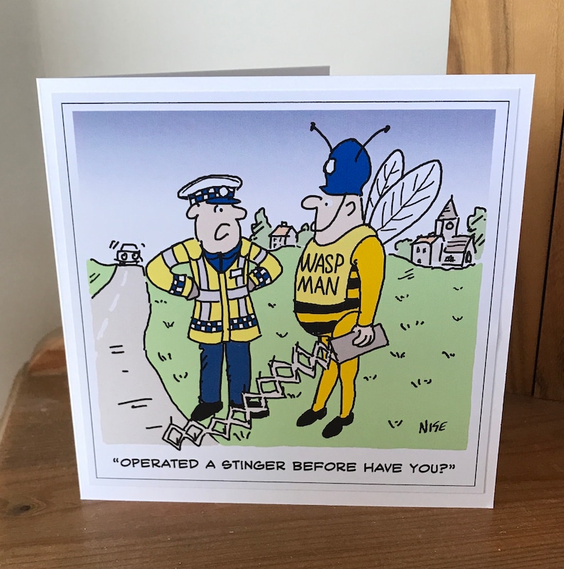 Traffic Police with Stinger Cartoon Greetings Card zdjęcie 1