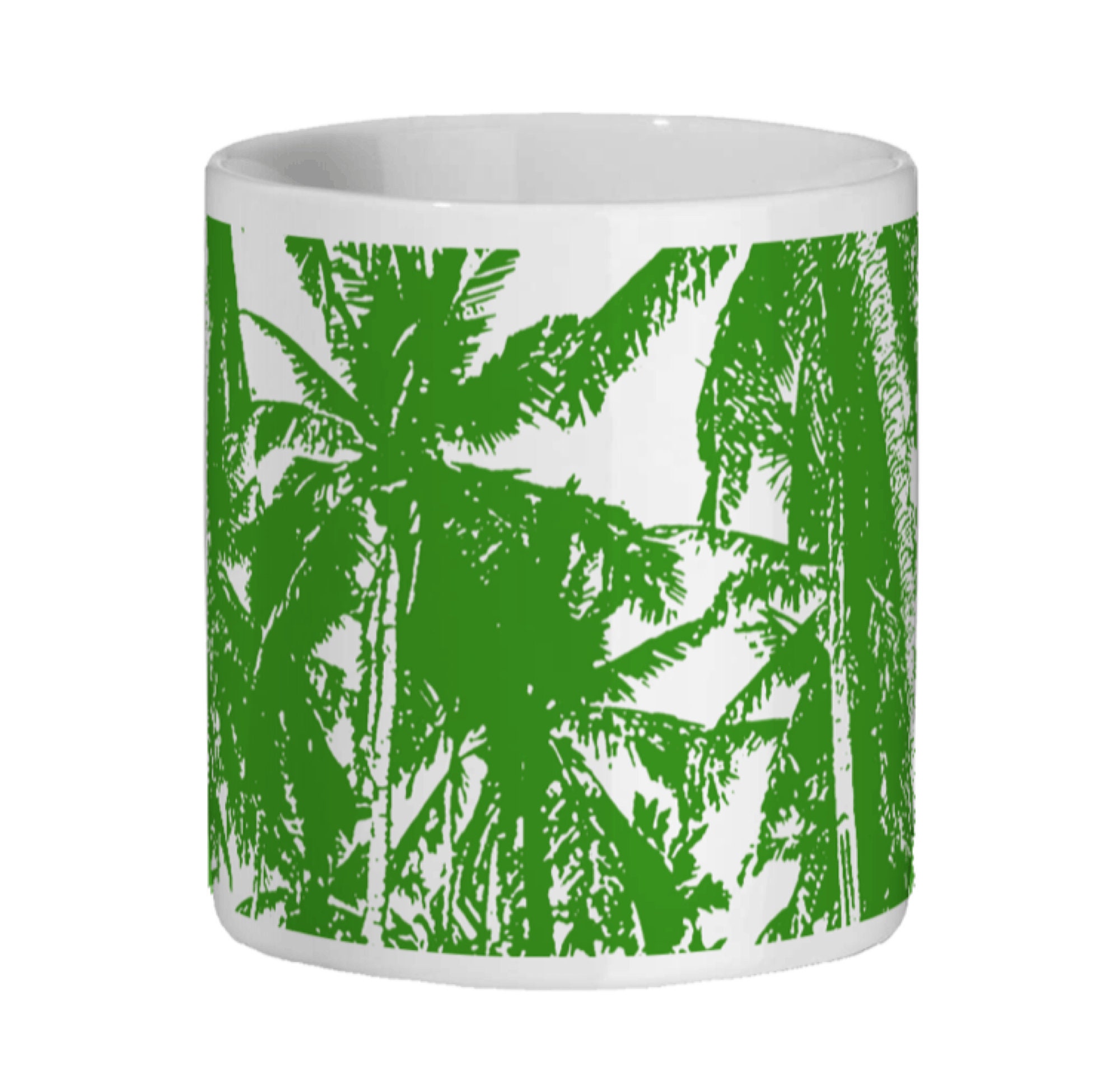 Natural Palm Trees Pattern Style Mug in Green and White Ceramic Mug