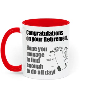 Congratulations on your Retirement to a Golfer Two Toned Ceramic Mug White / Red