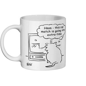 Funny Cat Cartoon Strip. Gift for a Cat Lover - Cat Design Mug - Cat Watches a Football Match on Television - Cat Owner Gift - Ceramic Mug