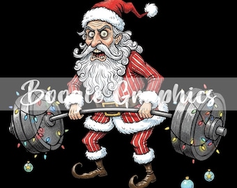 Corky Santa, lyfter vikter, grafik