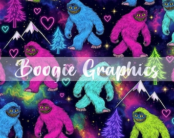 Elektrisk Sasquatch l Djurtryck l Sömlöst l Tygmönster l Sublimering l Tumbler