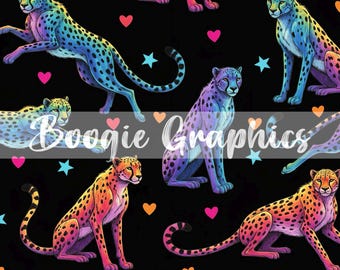 Gepard Lejon Regnbåge l Djurtryck l Sömlöst l Tygmönster l Sublimering l Tumbler