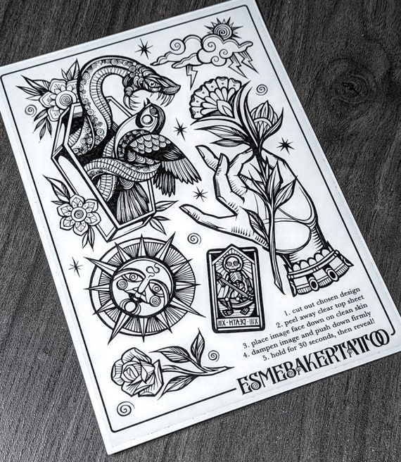 Tatuajes temporales A5 incluye 6 diseños de Esme Baker - Etsy México