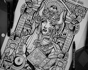 The High Priestess Tarot Art Print A4