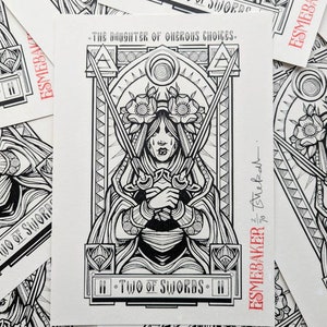 Two of Swords Tarot Art Print A5 - By Esme Baker