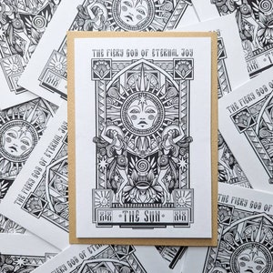 La tarjeta de felicitación en blanco del Tarot del Sol