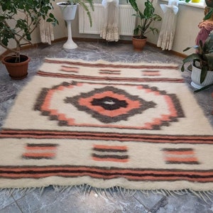 Hutsul Carpathian Wool Blanket Ukraine Throw Hutsul Wool Blanket Bedspread  Rug Lizhnyk Sofa Cover Unique Folk Art  Gifts for Home