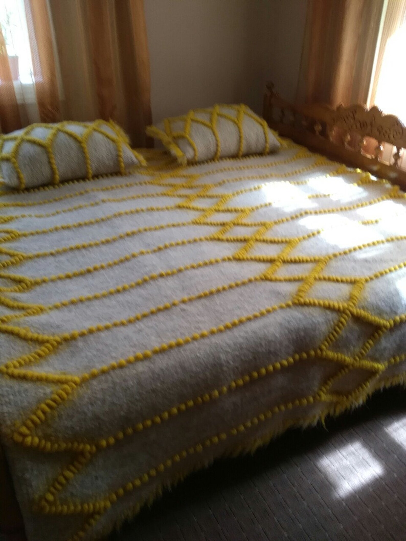 Boucle Throw Blanket cream yellow Nordic Wool Bedspread Etsy
