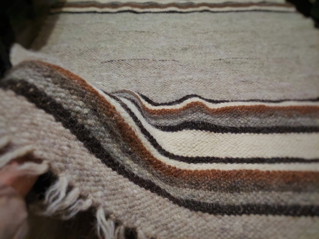 Hutsul Blanket, Throw, Grey Striped Blanket, Ukraine Wool Blanket